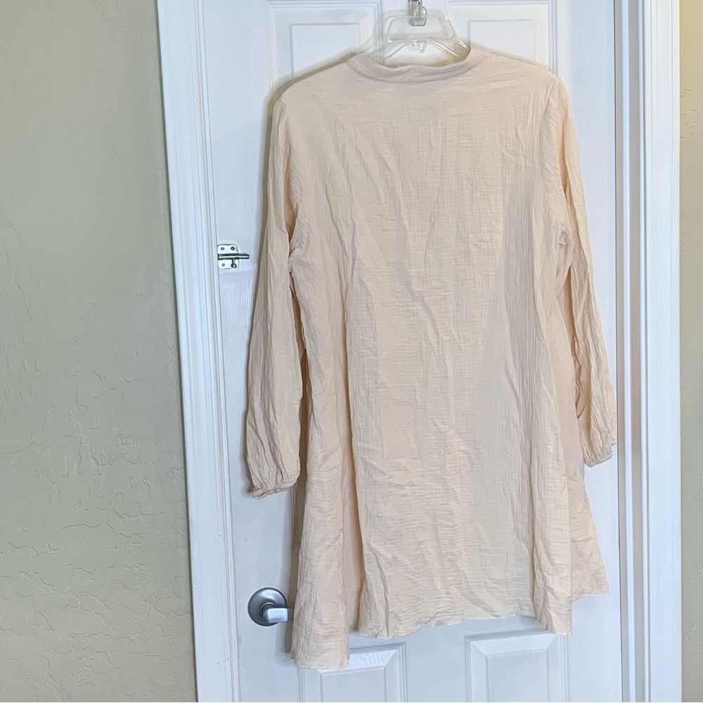 Apricot Button Down Cotton Shirt Dress Size Large - Picture 4 of 9